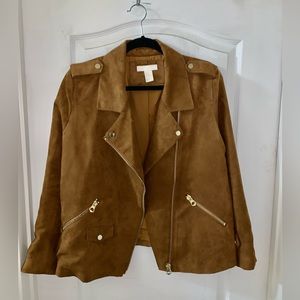 Faux suede motorcycle jacket